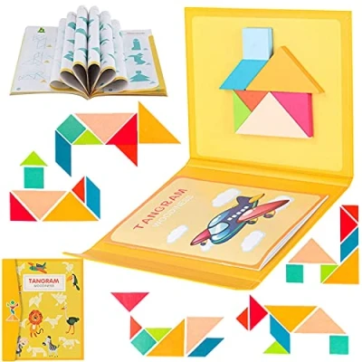 Imagen de Tangram Puzzles,Juego Tangrams Jigsaw,Desarrollo Educativo Juguete Tempranos Aprendizaje de Formas y Colores,para Holiday Traveler Tangoes Challenge IQ Educational Toy