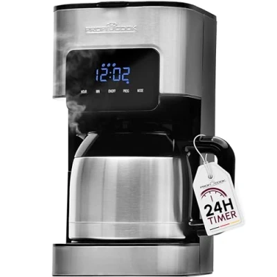 Imagen de Profi Cook PC KA 1191 Cafetera automática, función electrónica de selección aroma, control táctil, termo acero inoxidable (doble pared)