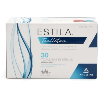 Imagen de Estila toallitas oftálmicas Loción limpiadora para la higiene de párpados, pestañas y borde palpebral desmaquillantes con Aloe vera Hamamelis 30 estériles unidosis