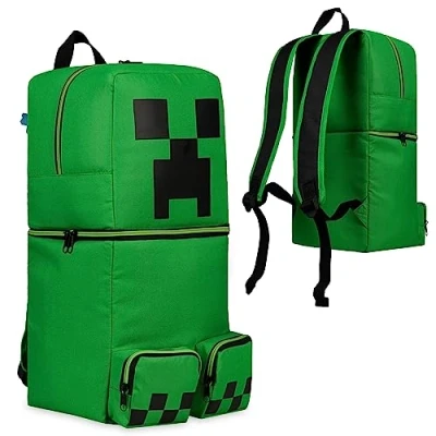 Imagen de Minecraft Backpack para Niños Y Niñas Mochila Niño con 2 Compartimentos Bolsillos Cremallera, Tamaño Ideal Divertida Almuerzo Infantil Correas Ajustables