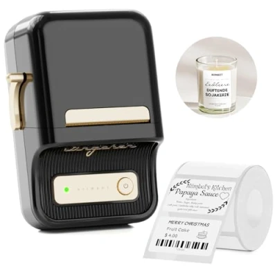 Imagen de NIIMBOT B21 Mini etiquetadora térmica sin Tinta Compatible con iOS y Android, para la organización de casa, Empresas, código Barras, QR, 1 Paquete 50 x 30 mm (Negro)