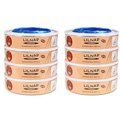 Imagen de LILNAP 8 Recambios compatible con el contenedor de pañales Angelcare recarga multicapa tratamiento EVOH antibacteriano (nuevo modelo)