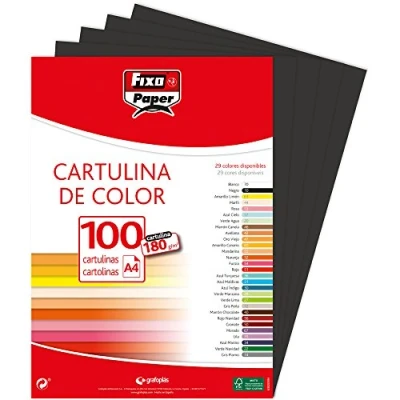 Imagen de Fixo Paper 11110410 Pack de 100 Cartulina negra A4, 180g