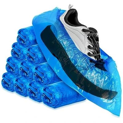 Imagen de COM FOUR® 100x cubrezapatos desechables de alta calidad 5 g por plástico zapato desechable impermeable en una talla