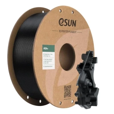 Imagen de eSUN ASA Filamento 1.75mm, de Impresión Resistente a la intemperie para Piezas Funcionales al Aire Libre, 1KG Carrete impresoras 3D, Negro