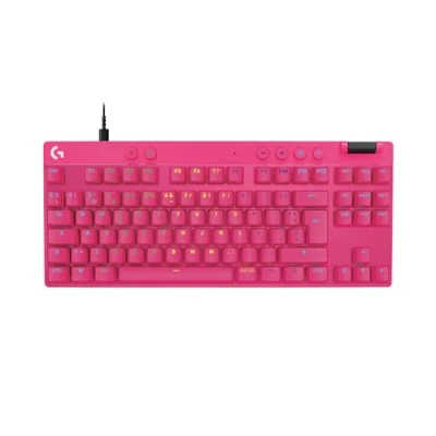 Imagen de Logitech G PRO X TKL RAPID, teclado para gaming con cable sin numérico interruptores analógicos magnéticos, modo de disparo rápido, RGB, accionamiento ajustable, US INTL Magenta