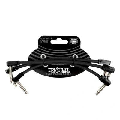 Imagen de Ernie Ball Cable de conexión flexible 6 pulgadas, color negro, paquete 3