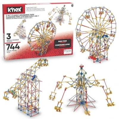 Imagen de K&#039;NEX 17035 Thrill Rides 3 in 1 Classic Amusement Park Building Set, 744 Piece Kids Set for Creative Play, Hours of Fun Making Three Fair Ground Rides, Suitable Boys and Girls Aged 9+