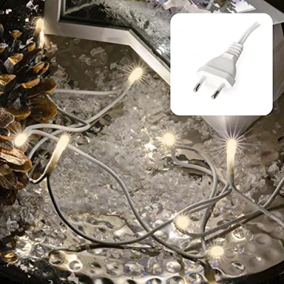 Imagen de hellum Mini cadena de luces LED para interiores, 1,35 m longitud 10 tira clásica blanca cálida con enchufe, árbol Navidad, luz, cable alimentación,