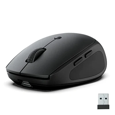 Imagen de JLab Ratón Inalámbrico GO Charge Conexión Mediante Bluetooth o Receptor USB, ergonómico multidispositivo, Compatible con Ordenador/portátil/móvil/Tableta, Recargable, diseño de Viaje