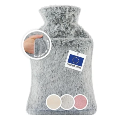 Imagen de Blumtal bolsa agua caliente premium con funda hecha de peluche caucho natural bolsas calentador manos Gris