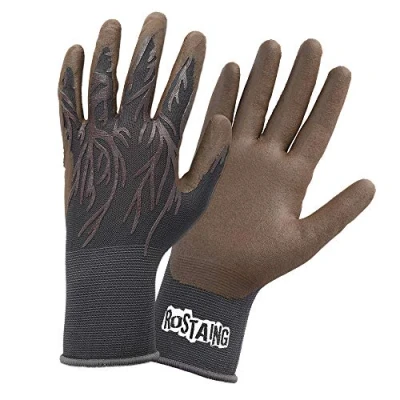 Imagen de Rostaing RooTS IT08 Guantes de jardinería finos ultra confort resistentes a la abrasión (talla 08, marrón/gris, 8)