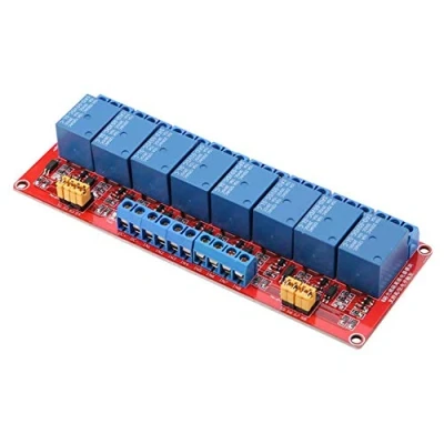 Imagen de Módulo de Relé 8 canales, 5 V/12 V/24 V, Tarjeta extensión disparo bajo nivel para Arduino Aislamiento por fotoacoplador (24 V)