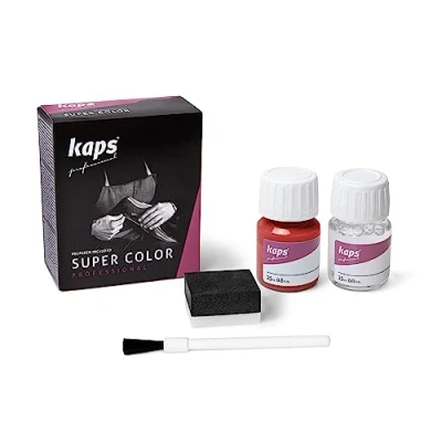 Imagen de Kaps Tinte con Imprimación para Zapatos Y Bolsos Textiles de Cuero Natural Sintético, Super Color And Preparer, 70 Colores (162 rojo claro)