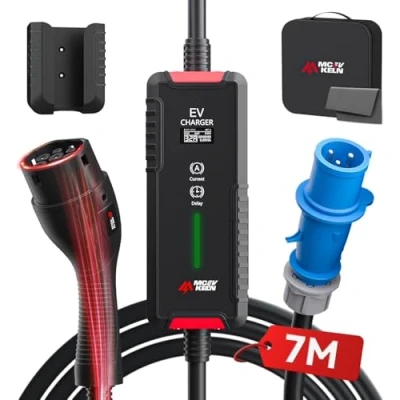 Imagen de MCEVKELN Cargador Coche Electrico Tipo 2 7kW Corriente Conmutable 6 32A 7 Metros Monofásico Cable de Carga para Vehículos Eléctricos IEC 62196 2, EV con Enchufe CEE(3Pin)