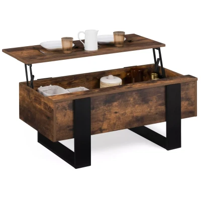 Imagen de IDMarket Phoenix Mesa baja rectangular con efecto envejecido, color negro