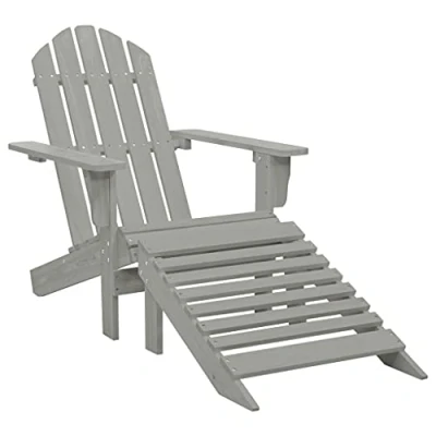 Imagen de vidaXL Silla de Jardín con Otomana Madera Mobiliario Exterior Terraza Muebles Exteriores Patio Resistente a la Intemperie Gris