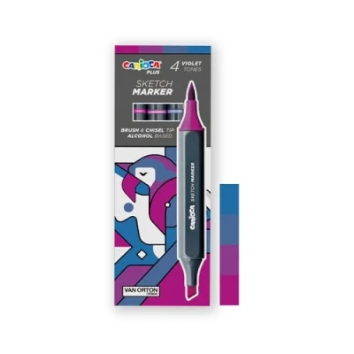 Imagen de Carioca Plus Sketch Marker Marcadores de doble punta, tonos morados, 4 unidades
