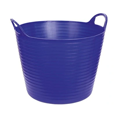 Imagen de Kerbl Trog FlexBag 323536 Recipiente Flexible para Cereales, Capacidad de 42 litros, Cubo Comida con Dos Asas, Color Azul