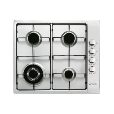 Imagen de Cata GI6031X Encimera Modelo GI 6031 X 1 Placa Acero Inoxidable 4 Quemadores Preparada Natural Inyectores Gas Butano Incluidos Ancho de 58 cm, Cerámico