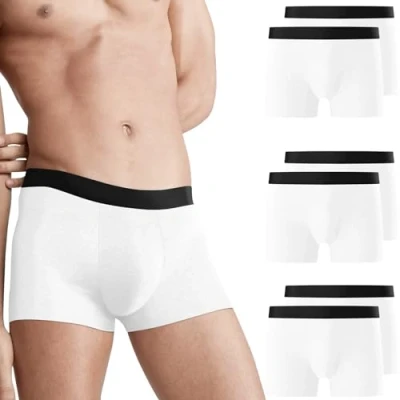 Imagen de Falechay (Pack de 6 Calzoncillos Hombre Deportivos Boxer Shorts Algodon Boxers Underwear Cómoda S 3XL Blanco