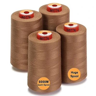 Imagen de New brothread 28 Opciones 4 Bobinas Grandes de 5000M hilo coser poliéster todo propósito 40S/2 (Tex27) para coser, acolchar, patchwork, remalladora y overlock Suede