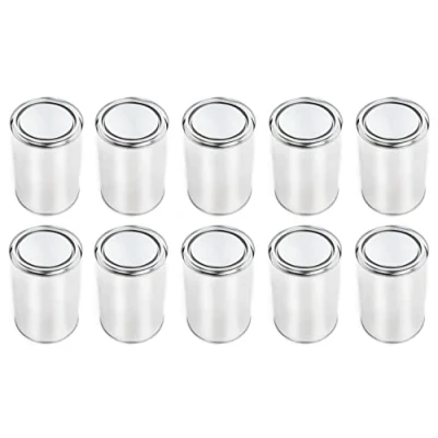 Imagen de BenBow Lata de hojalata 10x 1000 ml con tapa a presión hermética, opaca, vacía, redonda contenedor almacenamiento
