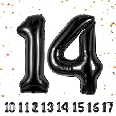 Imagen de Globos de Cumpleãnos Numeros 14 Noir,101 CM Globo Gigantes Grandes Decoracion,Globo Numero Niño Niña Adultos decorazione,Vuelan con Helio