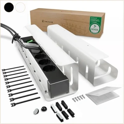 Imagen de UNITURE® [Juego de 2] Organizador Cables Escritorio para organizar los Soporte fácil Montaje y diseño Atemporal 2 x 40 cm