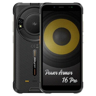 Imagen de Ulefone Armor 16 Pro Android 12 Teléfono Resistente, 122dB Altavoz, 9600mAh Batería, Linterna LED Alta Potencia, Cámara 16MP+8MP, 4GB+64GB, 5,93&quot; Móvil Antigolpes, Ranura para 3 Tarjetas, NFC Negro