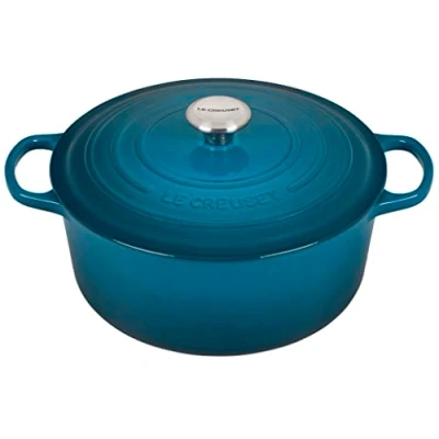 Imagen de Le Creuset Evolution Cocotte de hierro fundido con tapa, Redonda, Pomo acero inoxidable, ⌀ 28 cm, 6,7 L, Azul Deep Teal,21177286422430