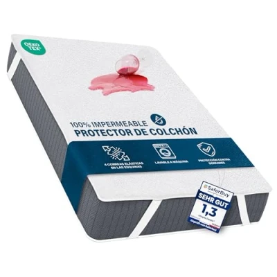 Imagen de Utopia Bedding Protector Colchón 135 x 190 cm Impermeable, 4 Esquinas Elásticas, Certificación Oeko Tex, Funda Colchón, Cubre Transpirable