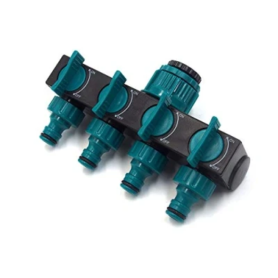 Imagen de CHSEEO Divisor de Manguera 4 Vías Separador Conector Distribuidor Agua Adaptador Interruptor del Grifo Derivación para jardín y Hogar Interior/Exterior #1