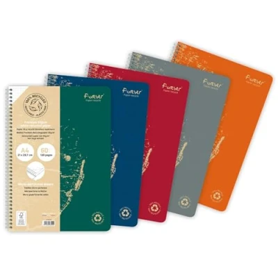 Imagen de Clairefontaine Forever 68402C Cuaderno de espiral (100% reciclado, una marca Clairefontaine, A4, 21 x 29,7 cm, 120 páginas desmontables, cuadros, papel 90 g, tapa tarjeta reciclada