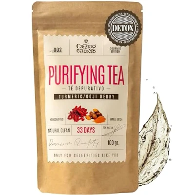 Imagen de DETOX Té Depurativo Infusión drenante con efecto diuretico Te Verde, Cola de Caballo, Diente León, Curcuma, Jengibre, Bayas Goji, Piña Antioxidante Natural 100g
