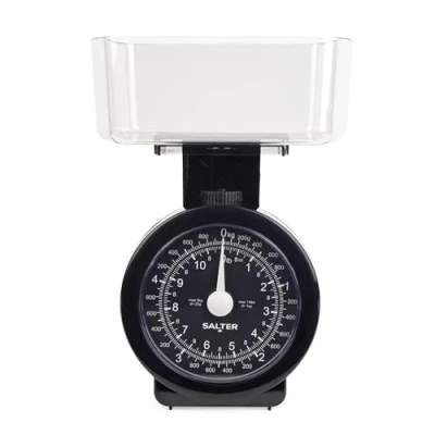 Imagen de Salter 114 BKCLDR Báscula Mecánica Análoga Para Alimentos Con Recipiente Compacto, Capacidad Max. 5 kg, 5kg, Fácil De Leer, Diseño Que Ahorra Espacio, Sin Pilas, Negro