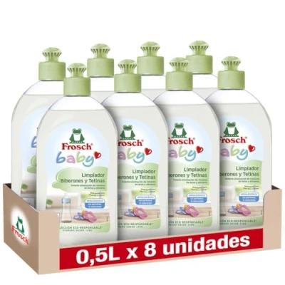 Imagen de Frosch Baby Limpiador de Biberones y Tetinas, Elimina Restos Leche Comida, Producto Hipoalergénico Ecológico Pack 8 Unidades x 500 ml