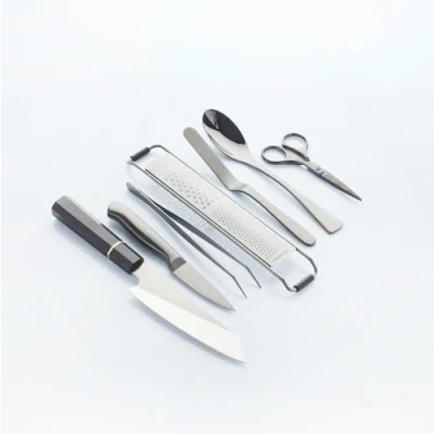 Imagen de chef Frank Haasnoot Kit de Emplatado Set Utensilios Cocina Negro 7 accesorios en estuche Pinzas y Cuchara para Quenelle Pastelería