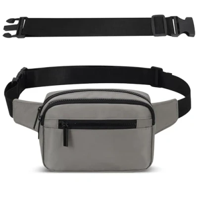 Imagen de Riñonera Mujer Hombre Deportiva Impermeable Riñoneras con Cinturón Ajustable y 4 Bolsillos Cremallera Bolso de Cintura para Entrenamiento al Aire Libre Correr Senderismo Ciclismo (Gris)