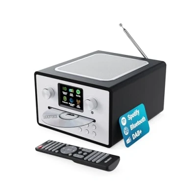 Imagen de MAJORITY Homerton Radio Internet con Reproductor de CD WiFi Dab+, Bluetooth y Despertador Spotify Connect, Podcasts, FM, 90 Preajustes EQ Personalizado Mando a Distancia (Negro)