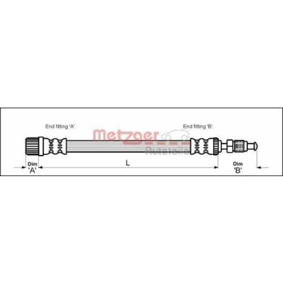 Imagen de METZGER 4113258 Latiguillos de Freno 470 M10 x 1 PEUGEOT: 405 I Berlina, Familiar, II Berlina