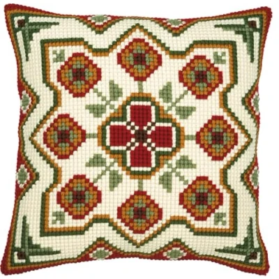 Imagen de Vervaco Punto De Cruz Kit Cojin Decorativo Folk Manualidades Adultos Decoracion Bordar Principiantes Completo DIY Bordado Creativo Regalo ca. 40x40 cm Cross Stitch Embroidery