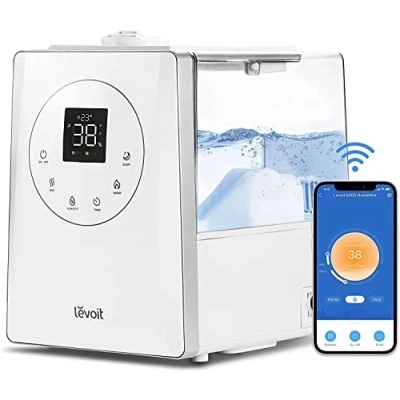 Imagen de LEVOIT Top Fill Humidificador 6L para Bebés, Niebla Fría&amp;Caliente con Aromaterapia a 36H y 40 70m², Modo de Sueño Silencioso 25dB, Smart Control Compatible Alexa APP, Temporizador, Blanco
