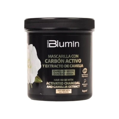 Imagen de Blumin Mascarilla capilar con Carbón Activo y Extracto de Camelia ideal para cabellos secos raíz grasa, 700 ml