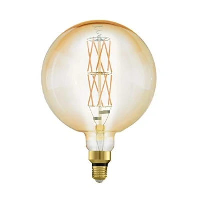 Imagen de EGLO LED E27 regulable, bombilla vintage ámbar extra grande, foco retro globo, 8 vatios (equivalente a 60 vatios), 806 lúmenes, blanco cálido, 2100k, G200, Ø 20 cm