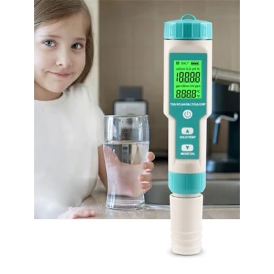Imagen de Medidor De PH, 7 En 1 PH/TDS/EC/ORP/SG/salinidad/medidor Temperatura, Probador PH Digital Con ATC Y Retroiluminación LCD For Agua Potable, Hidroponía, Piscina Acuario