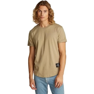 Imagen de Calvin Klein Jeans Badge TURN UP Sleeve Camiseta básica, Hombre, Talla: Small, Tree house