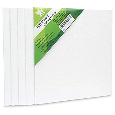 Imagen de H&amp;S Lienzos en Blanco para Pintar Acrilico y Óleo Set de 5 Lienzo Tela Blanca Algodón un Robusto Marco Madera Pino 20x20cm c/u