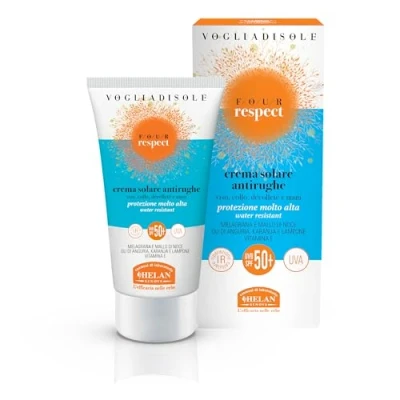 Imagen de Helan, Vogliadisole Respect, Crema Solar SPF 50+ Cara y Cuerpo, Antiarrugas con Protector Facial Resistente al Agua, Enriquecida Vitamina E, Protege contra Rayos UVB UVA 50ml