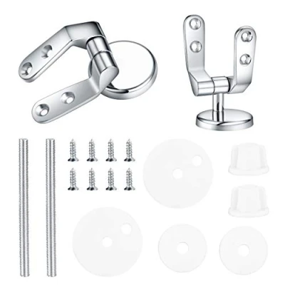 Imagen de Kit de Bisagras Tapa WC, Asientos Inodoro, Acabado Cromo Conexiones Incorporadas para Asientos, Juego fijación reparación bricolaje